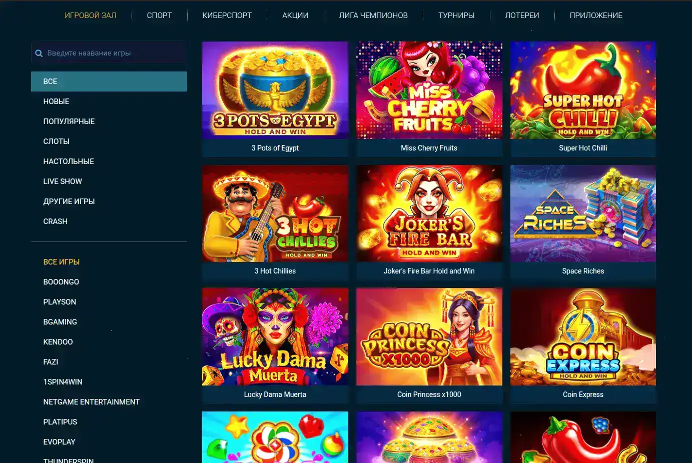 Экран выбора платежной системы в Rox казино