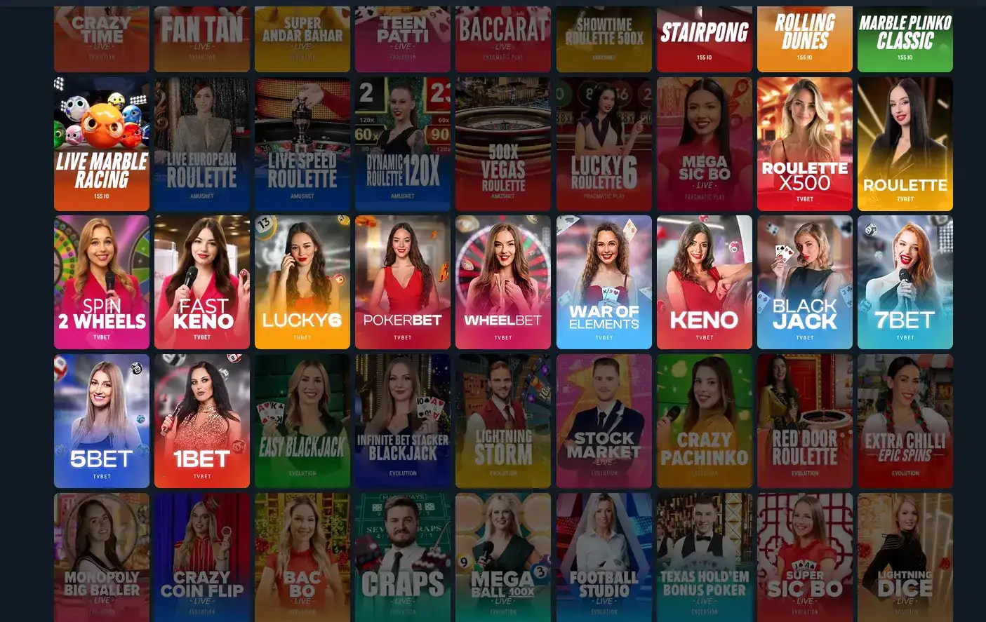 Турнирная таблица live-игр в Rox казино